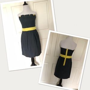 GO INTERNATIONAL STRAPLESS DRESS GRAY & YELLOW